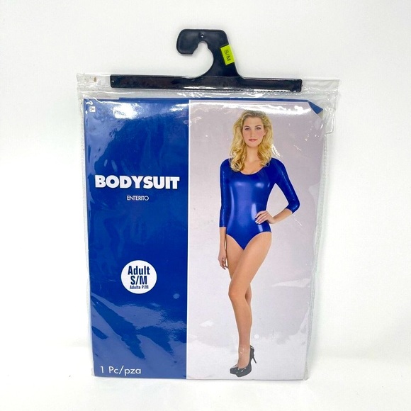 Tops - Dance One Piece Bodysuit‎ Shiny Metallic Blue Costume Cosplay Theater Adult SML